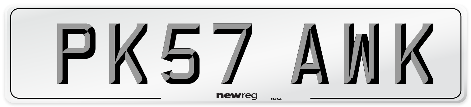 PK57 AWK Number Plate from New Reg